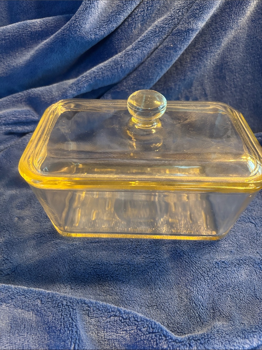 Vintage Amber Glass Covered Butter Dish